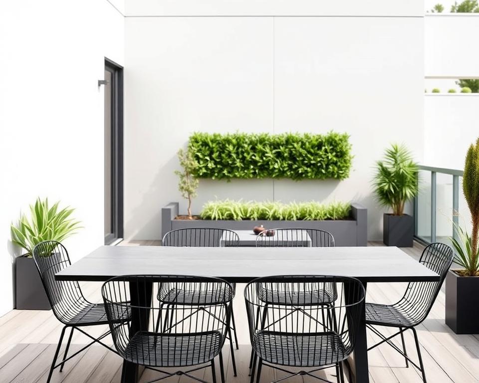 Modernes Terrassendesign mit minimalistischem Konzept