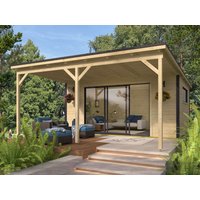 26 % reduziert! Fjordholz modernes Gartenhaus Modell Poel-4 mit Vordach 20m²