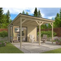 26 % reduziert! Fjordholz modernes Gartenhaus Modell Amrum-2 mit Vordach 12m²